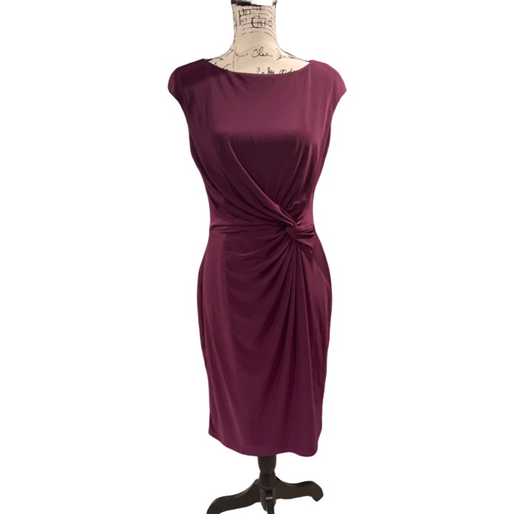 Lauren Ralph Lauren Plum Twist-Front Midi Dress